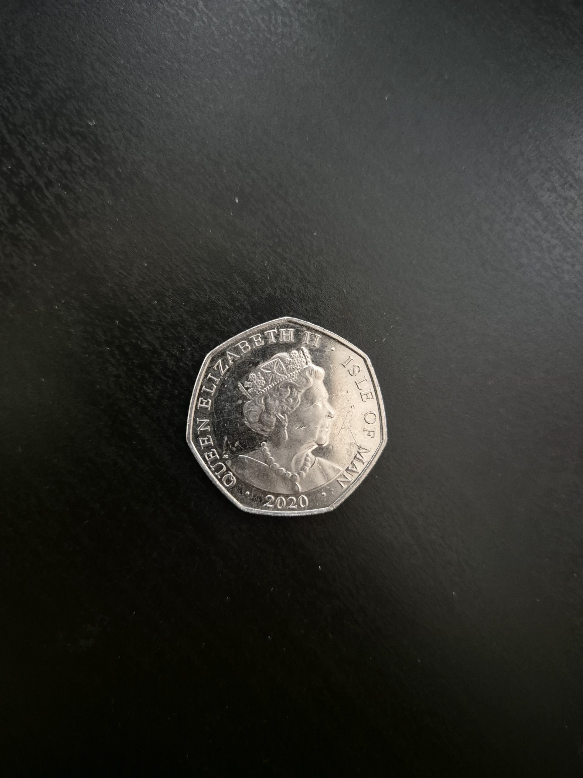 2020 Isle of Man 50p Manx Loaghtan Sheep Coin - Collector's Item Image of a 2020 Isle of Man 50 pence coin featuring Queen Elizabeth II on the obverse and a Manx Loaghtan sheep on the reverse.