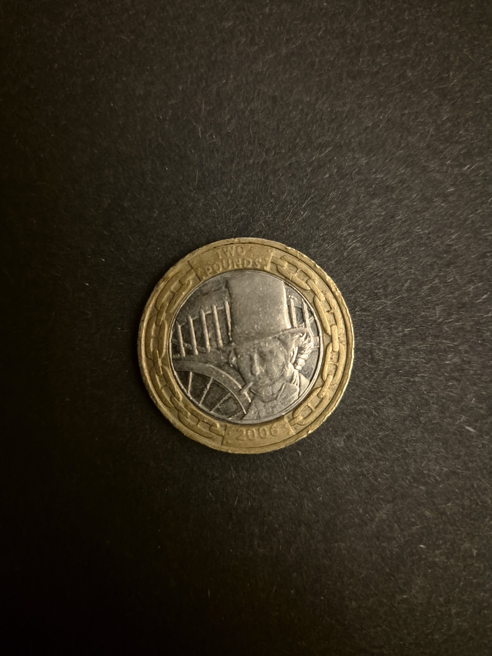 2006 Isambard Kingdom Brunel £2 Coin - Rare British Commemorative Coin Image of a 2006 British two-pound coin featuring Isambard Kingdom Brunel, a renowned engineer.